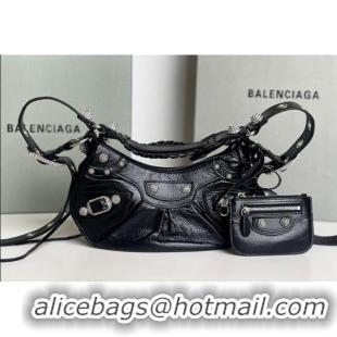 Top Design Balenciaga Le Cagole Shoulder Bag XS in Black Arena lambskin/crytsals hardware BL701 2026