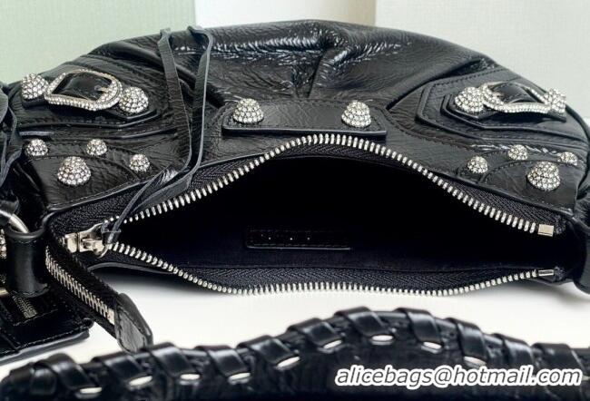 Top Design Balenciaga Le Cagole Shoulder Bag XS in Black Arena lambskin/crytsals hardware BL701 2026