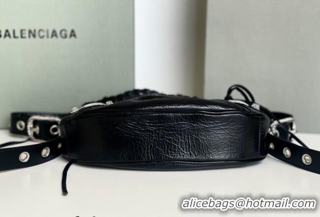 Top Design Balenciaga Le Cagole Shoulder Bag XS in Black Arena lambskin/crytsals hardware BL701 2026