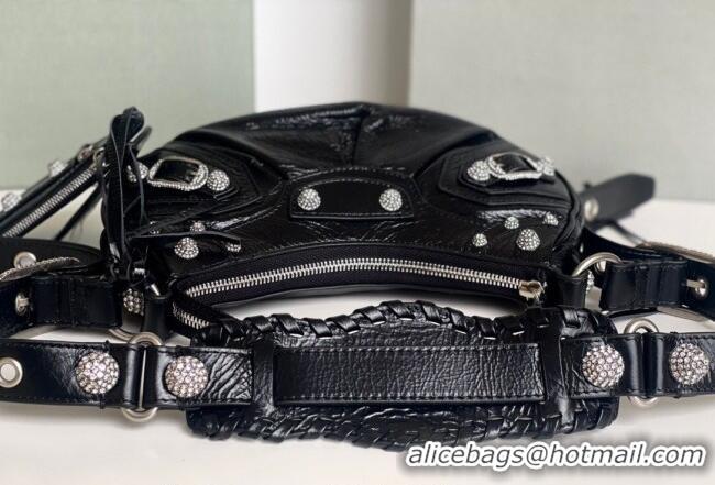 Top Design Balenciaga Le Cagole Shoulder Bag XS in Black Arena lambskin/crytsals hardware BL701 2026