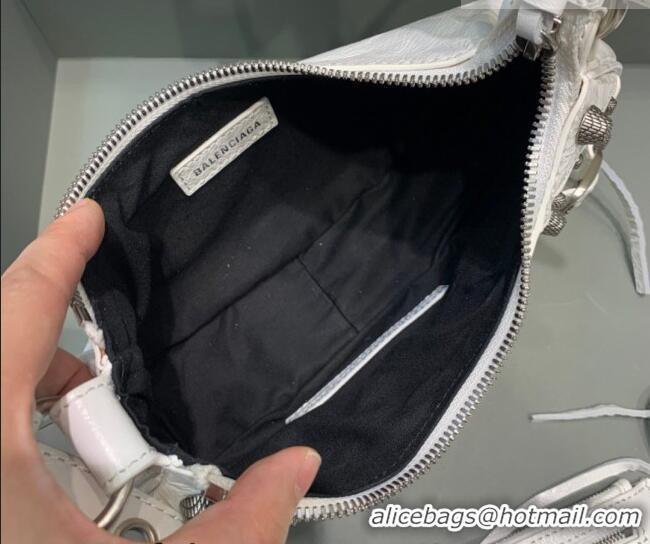 Good Quality Balenciaga Le Cagole Shoulder Bag XS in White Lambskin Leather/aged-silver hardware 180607 2026