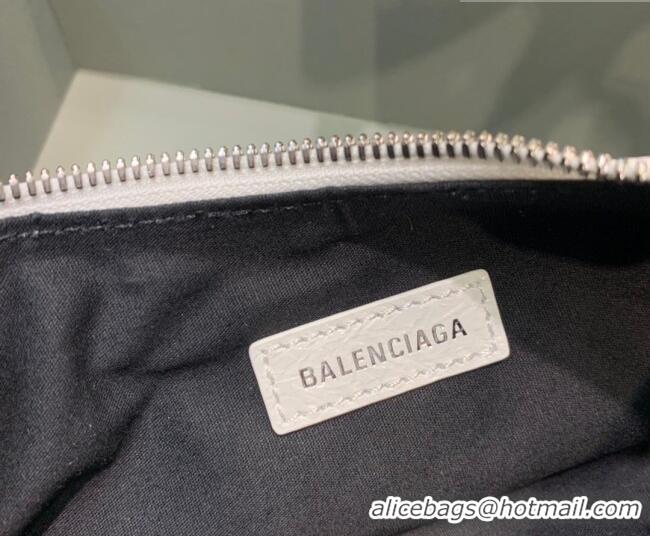 Good Quality Balenciaga Le Cagole Shoulder Bag XS in White Lambskin Leather/aged-silver hardware 180607 2026