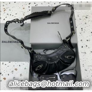 Cheapest Balenciaga Le Cagole Shoulder Bag XS in Black Lambskin Leather/aged-silver hardware 180607 2026