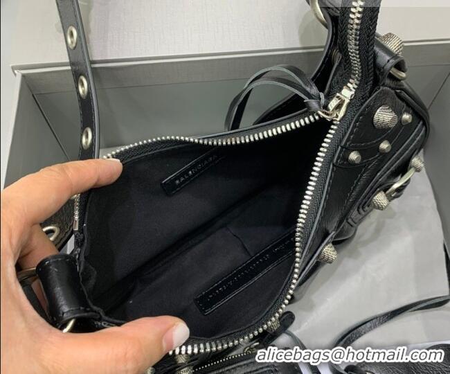 Cheapest Balenciaga Le Cagole Shoulder Bag XS in Black Lambskin Leather/aged-silver hardware 180607 2026