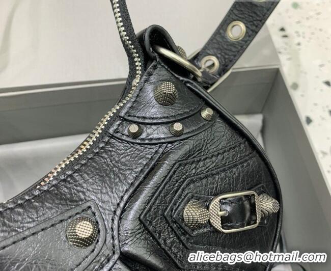 Cheapest Balenciaga Le Cagole Shoulder Bag XS in Black Lambskin Leather/aged-silver hardware 180607 2026