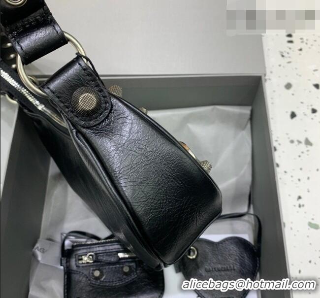 Cheapest Balenciaga Le Cagole Shoulder Bag XS in Black Lambskin Leather/aged-silver hardware 180607 2026