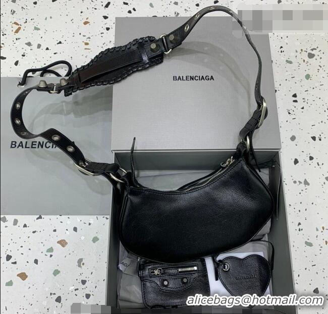 Cheapest Balenciaga Le Cagole Shoulder Bag XS in Black Lambskin Leather/aged-silver hardware 180607 2026