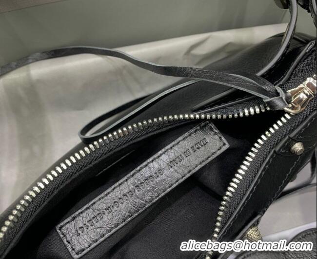 Cheapest Balenciaga Le Cagole Shoulder Bag XS in Black Lambskin Leather/aged-silver hardware 180607 2026