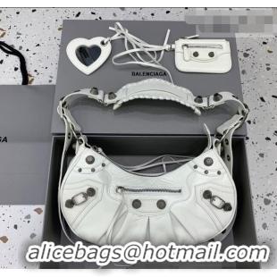 Good Taste Balenciaga Le Cagole Shoulder Bag Small in White Lambskin Leather/aged-silver hardware 180607 2026