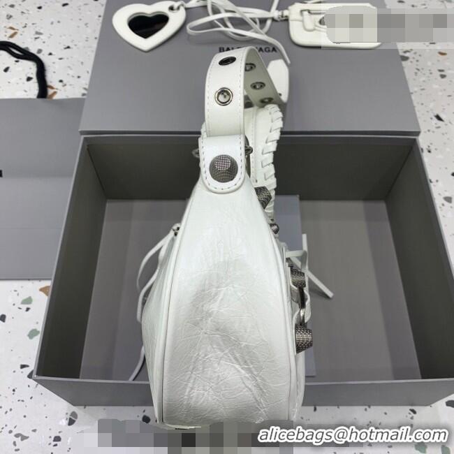 Good Taste Balenciaga Le Cagole Shoulder Bag Small in White Lambskin Leather/aged-silver hardware 180607 2026