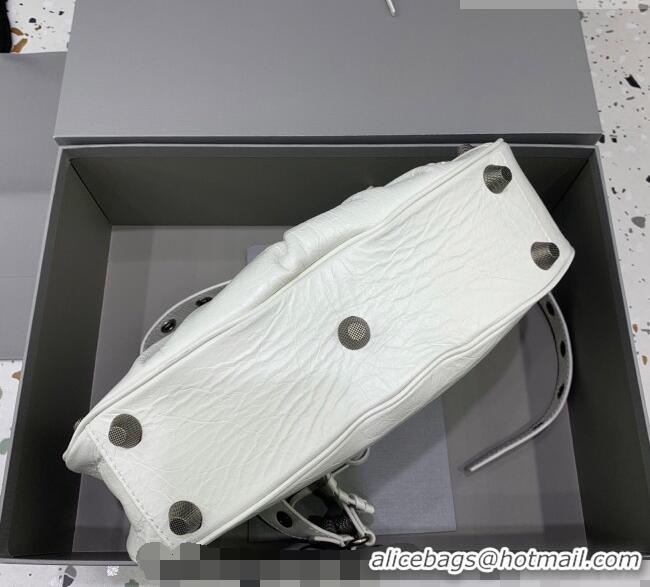 Good Taste Balenciaga Le Cagole Shoulder Bag Small in White Lambskin Leather/aged-silver hardware 180607 2026