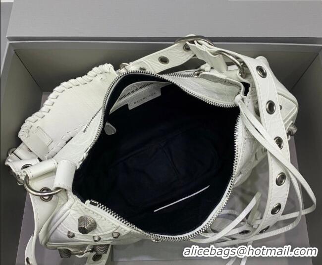 Good Taste Balenciaga Le Cagole Shoulder Bag Small in White Lambskin Leather/aged-silver hardware 180607 2026