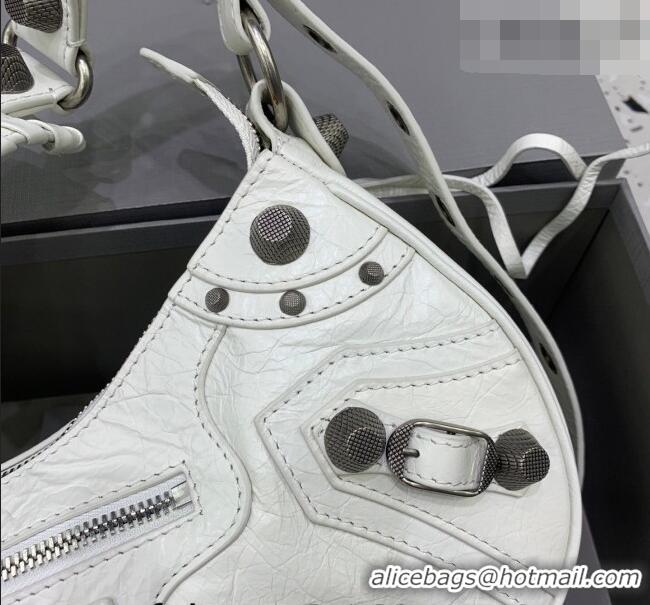 Good Taste Balenciaga Le Cagole Shoulder Bag Small in White Lambskin Leather/aged-silver hardware 180607 2026