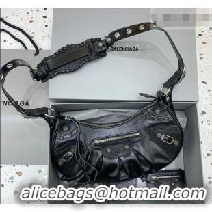 Sophisticated Balenciaga Le Cagole Shoulder Bag Small in Black Lambskin Leather/aged-silver hardware 180607 2026