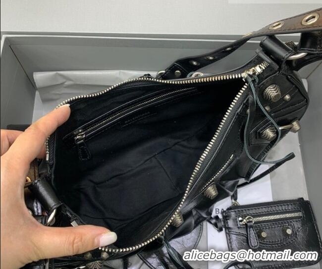 Sophisticated Balenciaga Le Cagole Shoulder Bag Small in Black Lambskin Leather/aged-silver hardware 180607 2026