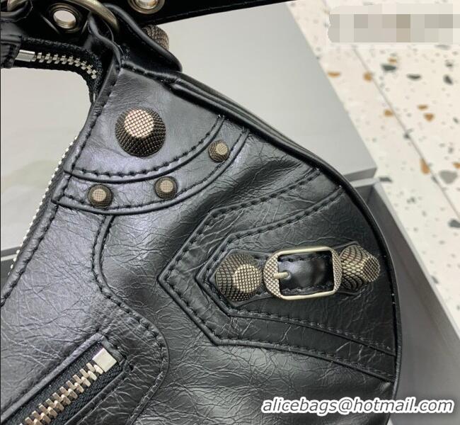 Sophisticated Balenciaga Le Cagole Shoulder Bag Small in Black Lambskin Leather/aged-silver hardware 180607 2026