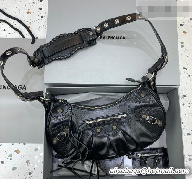 Sophisticated Balenciaga Le Cagole Shoulder Bag Small in Black Lambskin Leather/aged-silver hardware 180607 2026