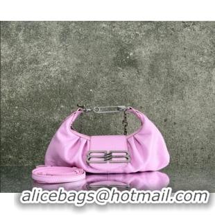 Famous Brand Balenciaga Pamela Shoulder Bag Small in Pink Arena lambskin/aged-silver hardware B0113 2026