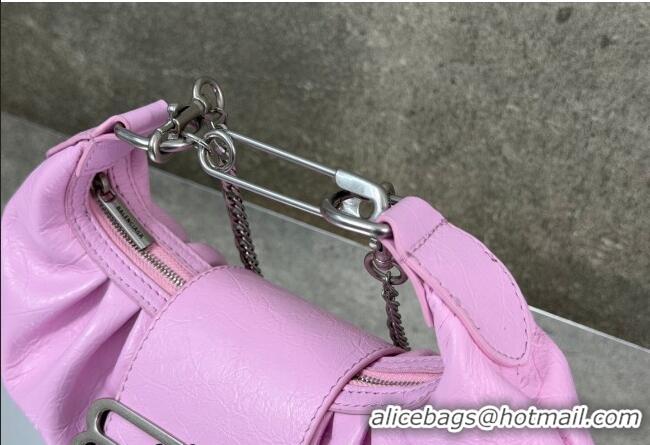 Famous Brand Balenciaga Pamela Shoulder Bag Small in Pink Arena lambskin/aged-silver hardware B0113 2026