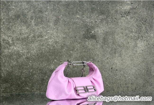 Famous Brand Balenciaga Pamela Shoulder Bag Small in Pink Arena lambskin/aged-silver hardware B0113 2026
