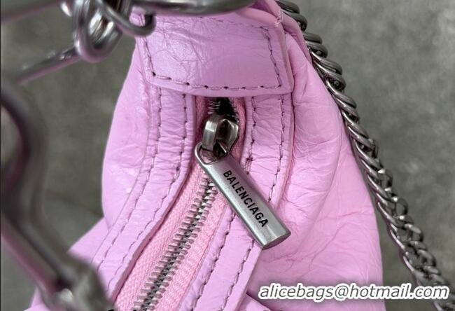 Famous Brand Balenciaga Pamela Shoulder Bag Small in Pink Arena lambskin/aged-silver hardware B0113 2026