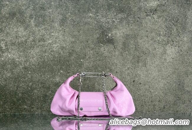 Famous Brand Balenciaga Pamela Shoulder Bag Small in Pink Arena lambskin/aged-silver hardware B0113 2026