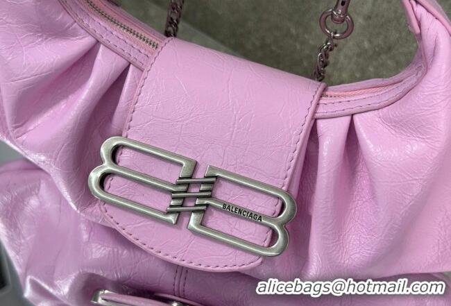 Famous Brand Balenciaga Pamela Shoulder Bag Small in Pink Arena lambskin/aged-silver hardware B0113 2026