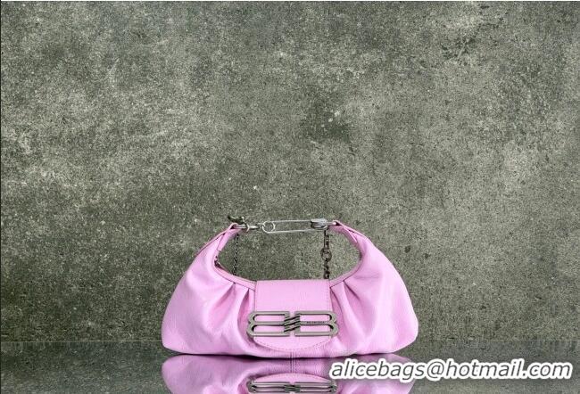 Famous Brand Balenciaga Pamela Shoulder Bag Small in Pink Arena lambskin/aged-silver hardware B0113 2026
