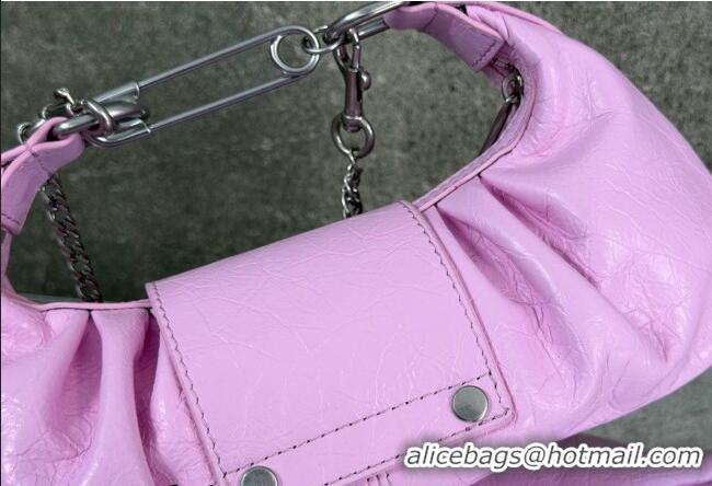 Famous Brand Balenciaga Pamela Shoulder Bag Small in Pink Arena lambskin/aged-silver hardware B0113 2026