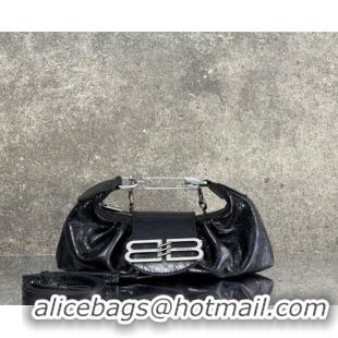 Shop Discount Balenciaga Pamela Shoulder Bag Small in Black Arena lambskin/aged-silver hardware B0113 2026