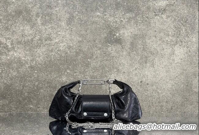 Shop Discount Balenciaga Pamela Shoulder Bag Small in Black Arena lambskin/aged-silver hardware B0113 2026