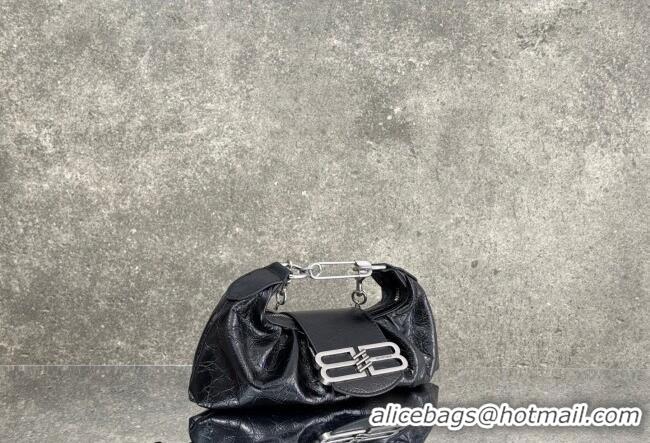 Shop Discount Balenciaga Pamela Shoulder Bag Small in Black Arena lambskin/aged-silver hardware B0113 2026
