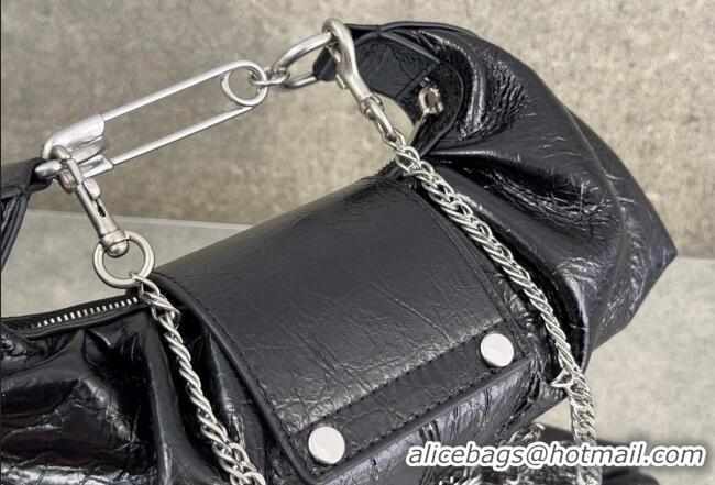Shop Discount Balenciaga Pamela Shoulder Bag Small in Black Arena lambskin/aged-silver hardware B0113 2026