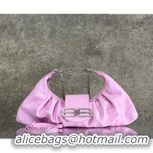 Promotional Balenciaga Pamela Shoulder Bag Medium in Pink Arena lambskin/aged-silver hardware B0112 2026