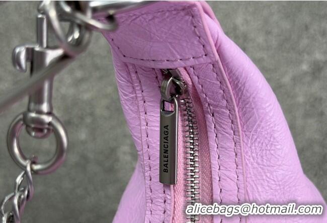 Promotional Balenciaga Pamela Shoulder Bag Medium in Pink Arena lambskin/aged-silver hardware B0112 2026