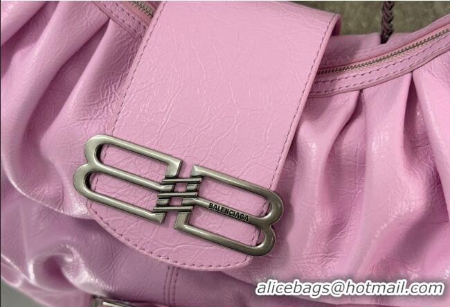 Promotional Balenciaga Pamela Shoulder Bag Medium in Pink Arena lambskin/aged-silver hardware B0112 2026