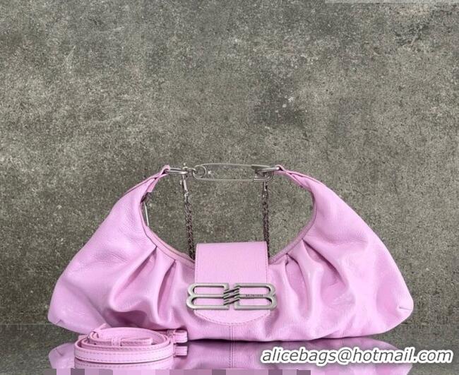 Promotional Balenciaga Pamela Shoulder Bag Medium in Pink Arena lambskin/aged-silver hardware B0112 2026