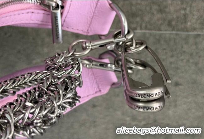 Promotional Balenciaga Pamela Shoulder Bag Medium in Pink Arena lambskin/aged-silver hardware B0112 2026