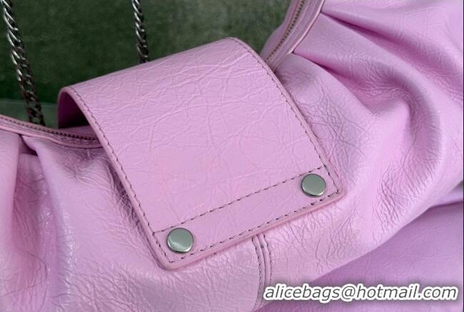 Promotional Balenciaga Pamela Shoulder Bag Medium in Pink Arena lambskin/aged-silver hardware B0112 2026