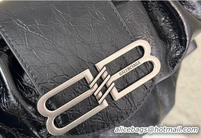 Grade Quality Balenciaga Pamela Shoulder Bag Medium in Black Arena lambskin/aged-silver hardware B0112 2026