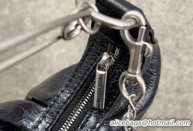 Grade Quality Balenciaga Pamela Shoulder Bag Medium in Black Arena lambskin/aged-silver hardware B0112 2026