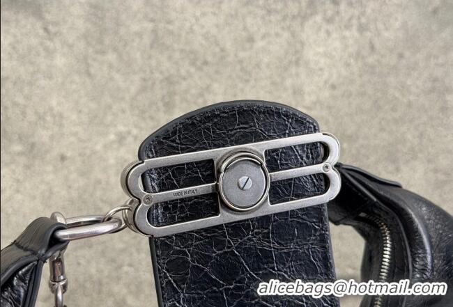 Grade Quality Balenciaga Pamela Shoulder Bag Medium in Black Arena lambskin/aged-silver hardware B0112 2026