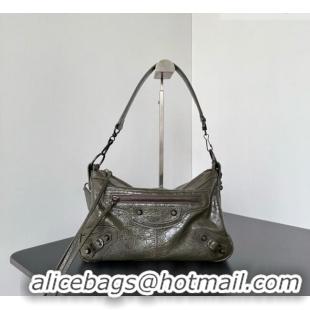 Famous Brand Balenciaga Le City Moto Small Shoulder Bag in Arena Storico Lambskin 0905 Khaki Green 2026