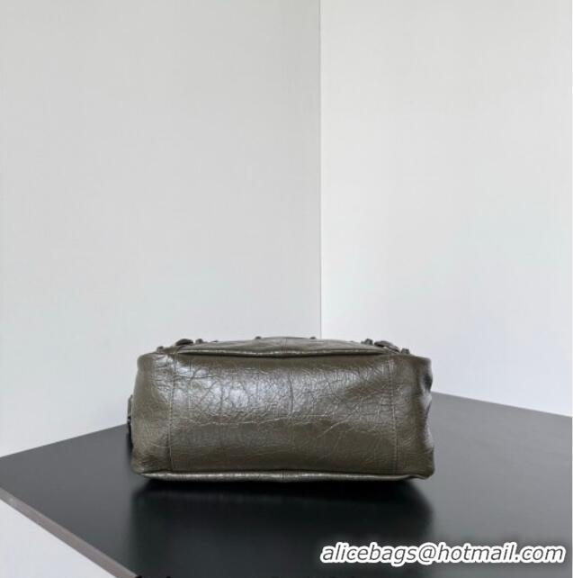 Famous Brand Balenciaga Le City Moto Small Shoulder Bag in Arena Storico Lambskin 0905 Khaki Green 2026