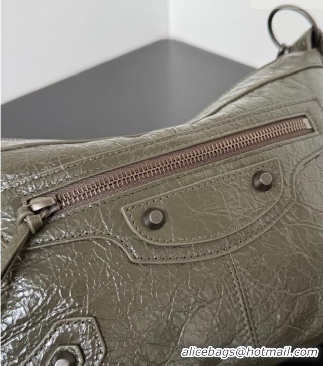 Famous Brand Balenciaga Le City Moto Small Shoulder Bag in Arena Storico Lambskin 0905 Khaki Green 2026