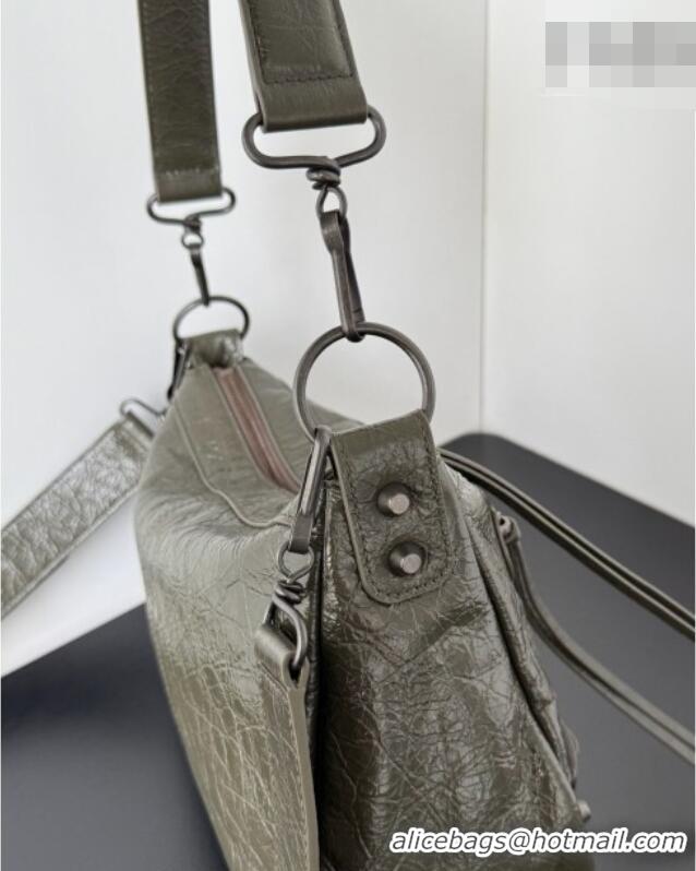 Famous Brand Balenciaga Le City Moto Small Shoulder Bag in Arena Storico Lambskin 0905 Khaki Green 2026