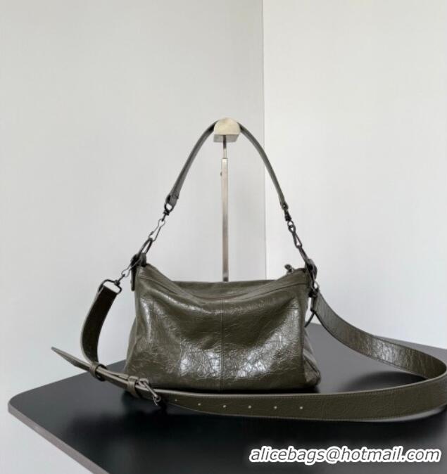 Famous Brand Balenciaga Le City Moto Small Shoulder Bag in Arena Storico Lambskin 0905 Khaki Green 2026