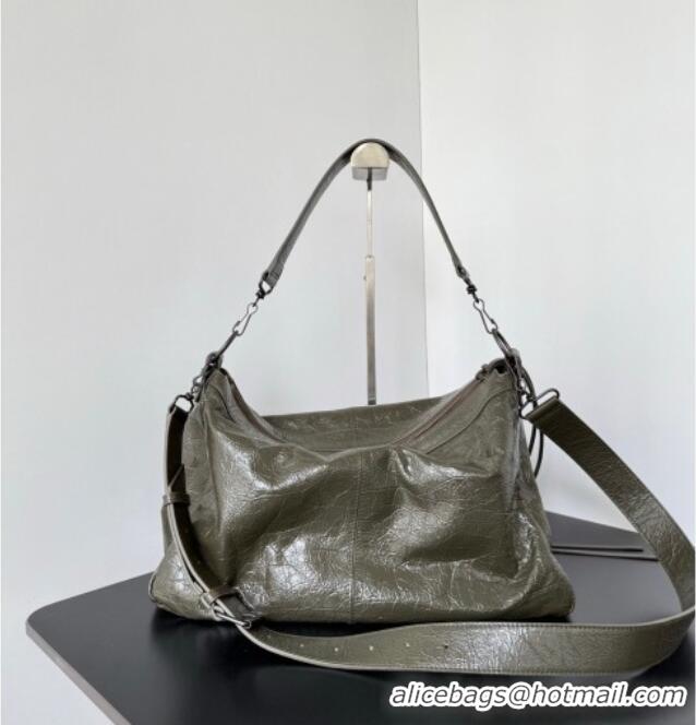 Trendy Design Balenciaga Le City Moto Medium Shoulder Bag in Arena Storico Lambskin 0905 Khaki Green 2026