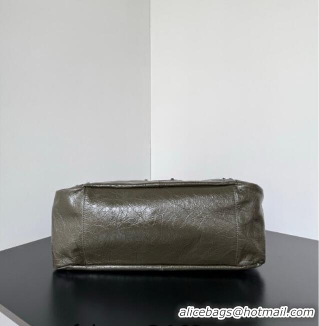 Trendy Design Balenciaga Le City Moto Medium Shoulder Bag in Arena Storico Lambskin 0905 Khaki Green 2026