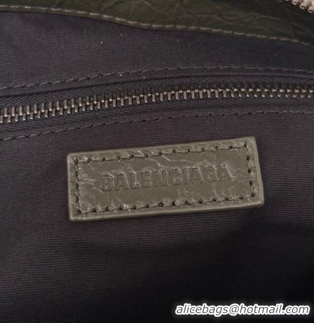 Trendy Design Balenciaga Le City Moto Medium Shoulder Bag in Arena Storico Lambskin 0905 Khaki Green 2026